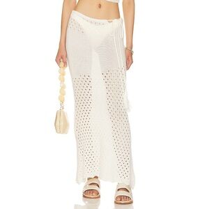 NWT SNDYS Revolve Haven Crochet Knit Skirt in white size xxs